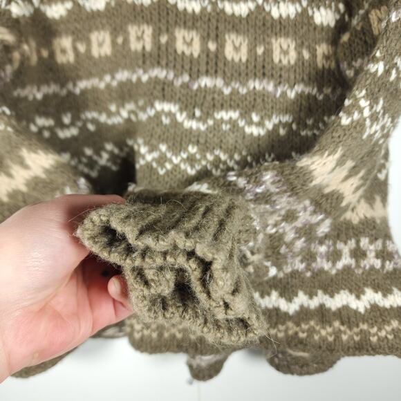 Free People Women Through the Storm Small Brown Knit Fair Isle Sweater Pullover - Picture 5 of 9
